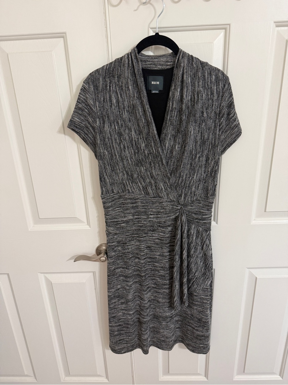 Maeve Anthropologie M Gray Knit Sweater Dress Twist Waist Fall Office